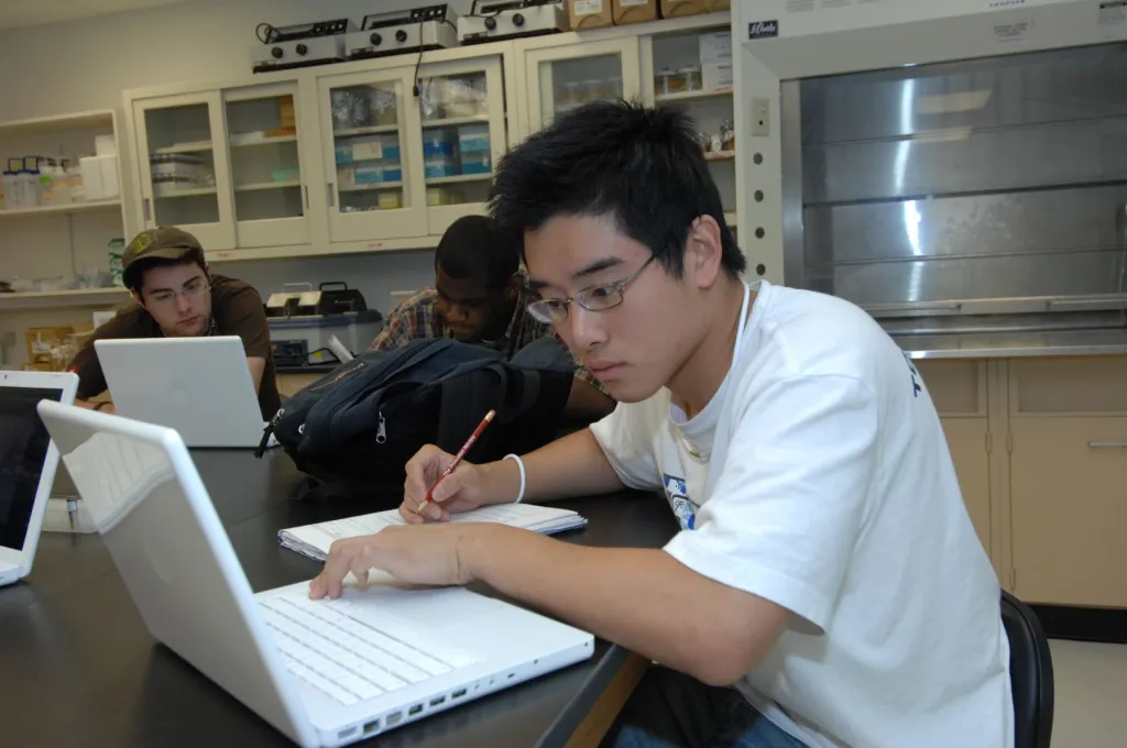 students in learning center