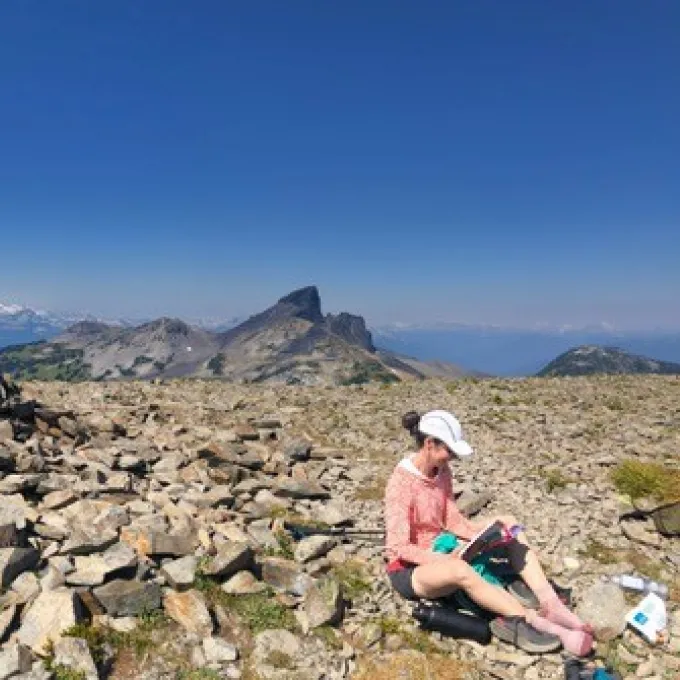 "alumna Amy Angert doing field work in Garibaldi Provincial Park, BC"
